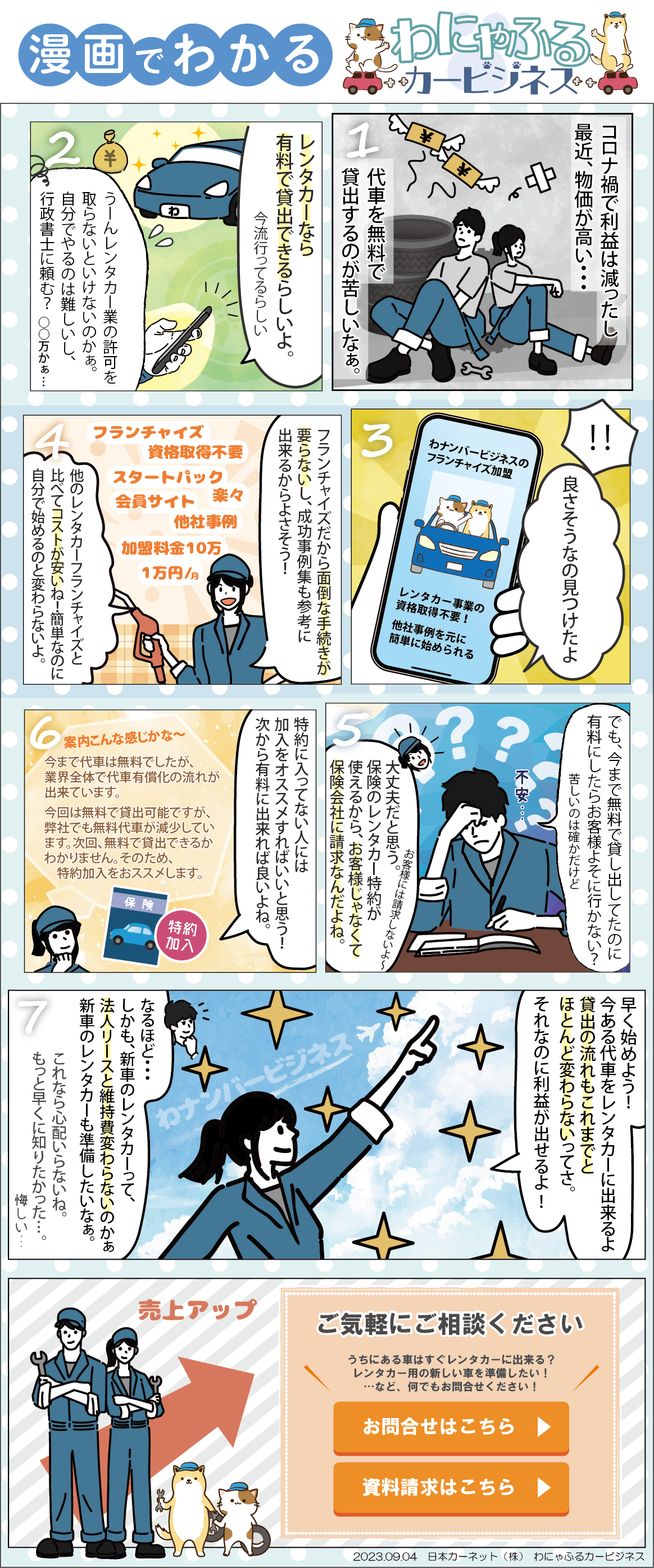 漫画でわかるわナンバー代車ビジネス わにゃふるの仕組み
